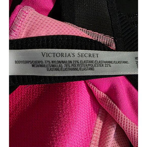 Victoria Secret VSX Incredible Sport Bra 36B Pink and black racerback athletic - Picture 5 of 7
